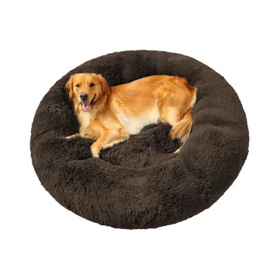 XIEMINLE Round Plush Donut Dog Bed, Machine Washable, for Medium and Large Dogs