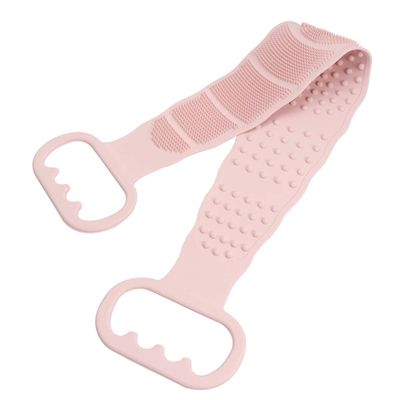 Silicone Back Scrubber with Long Exfoliating Strip and Two Hand Rings
