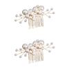FRCOLOR 2-Piece Bridal Hair Combs with Pearls, Gold view 1