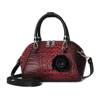 WolFum Women's PU Crossbody Handbag with Crocodile Pattern, Black
