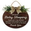 Horienteeon Baby Sleeping Sign for Front Door, Do Not Knock or Ring Doorbell, Wooden Door Hanger, 27.9 cm view 1