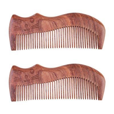 Beavorty 2-Pack Cat-Pattern Sandalwood Hair Combs for Women