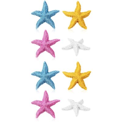 POPETPOP 8-Piece Colorful Starfish Decorations, Realistic Nautical Aquarium Ornaments