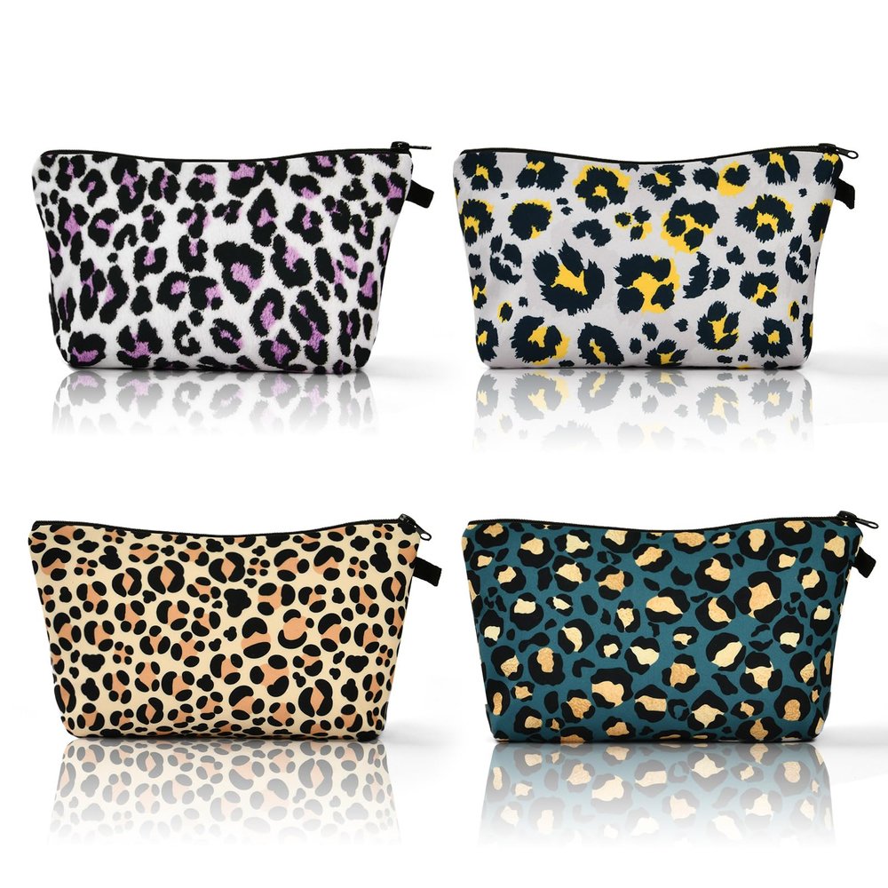 Aucuu Canvas Cosmetic Bags, 4-Pack, Portable Zipper Makeup Pouches