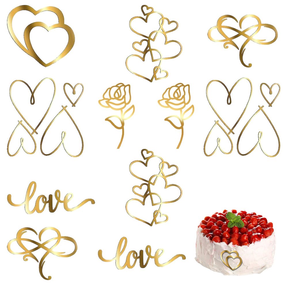 LWAIX Wedding Cake Topper, Mr & Mrs, Gold