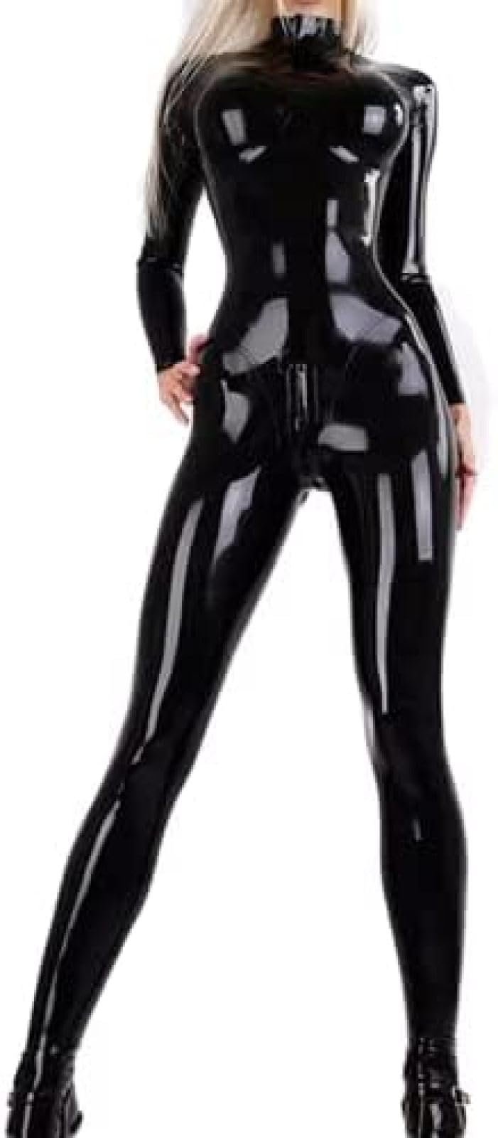 Latex Bodysuit with Zipper, Open Crotch, 3D Breast Design, XXL