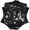 Sexy Women's Transparent Black Latex Swimsuit with Back Zipper, Black, 3XL view 3
