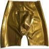 Sexy Gold Men's Fetish Latex Shorts with 3D Crotch Pouch, Rubber Underwear, Color Optional, 3XL view 1
