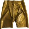 Sexy Gold Men's Fetish Latex Shorts with 3D Crotch Pouch, Rubber Underwear, Color Optional, 3XL view 2