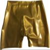 Sexy Gold Men's Fetish Latex Shorts with 3D Crotch Pouch, Rubber Underwear, Color Optional, 3XL view 3