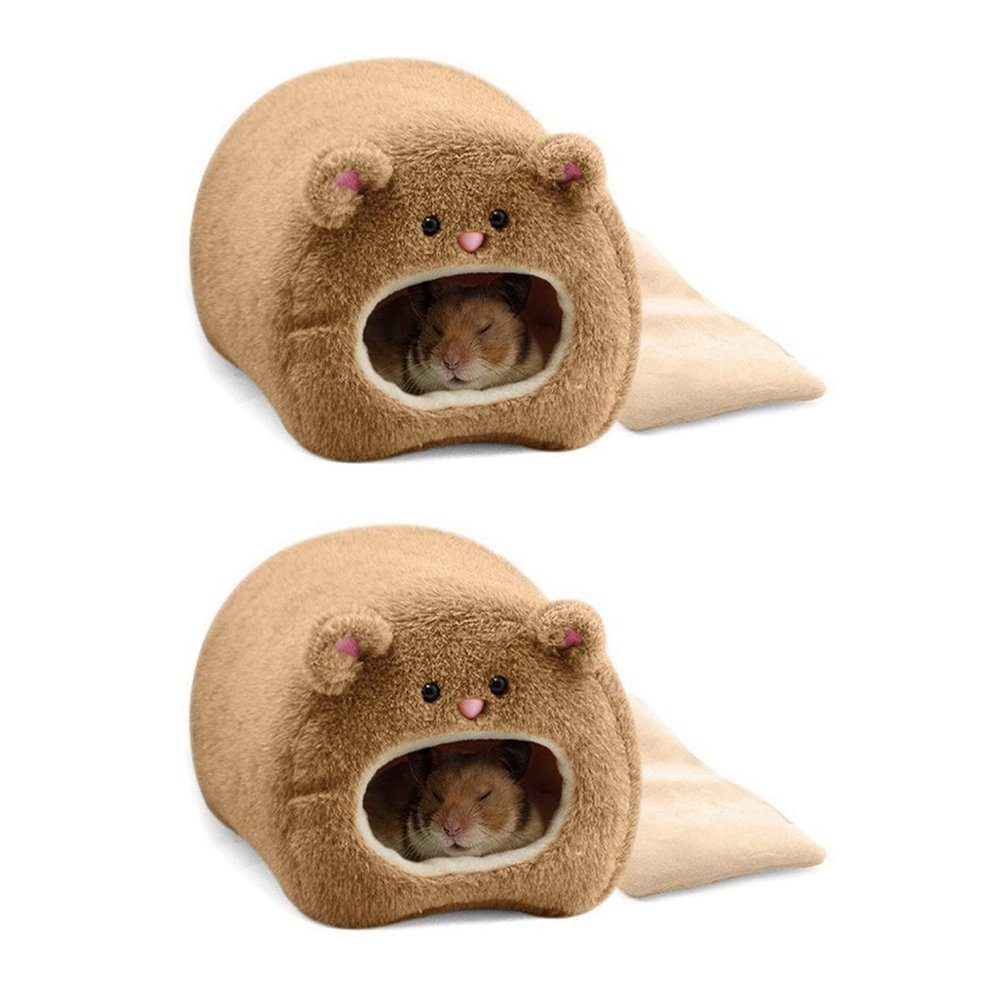 grounds 2-Pack Warm Winter Hanging Cage Hammocks, Cute Bear House with Bed for Small Furry Animals