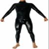 Men's Latex Bodysuit with Open Crotch and Shoulder-Strap Zipper Closure, Black, 3XL view 1