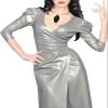 GOCTRN Metallic Pewter Sexy Latex Dress with Plunging V-Neck and Half Sleeves, Split Bodycon Playsuit, Color Selectable, S view 2