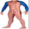 Blue Transparent Patchwork Latex Bodysuit for Men, 0.4 mm, Size L view 1