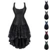 Onsoyours Women's Steampunk Corset Dress with Lace and Garters, Apricot, S view 2