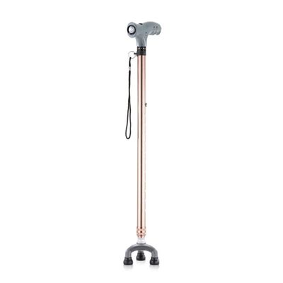 Height-Adjustable Lighted Walking Cane for Seniors, Foldable, Gold