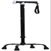 Canes Solid Wood Walking Cane with Height-Adjustable Quad Base