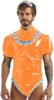 Men's Latex Wet-Look PVC Lolita Maid Cosplay Costume, Orange, XXL view 1