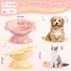 Hushee 2-Pack Ceramic Flower-Shaped Cat Bowls, Angled and Dishwasher-Safe view 2