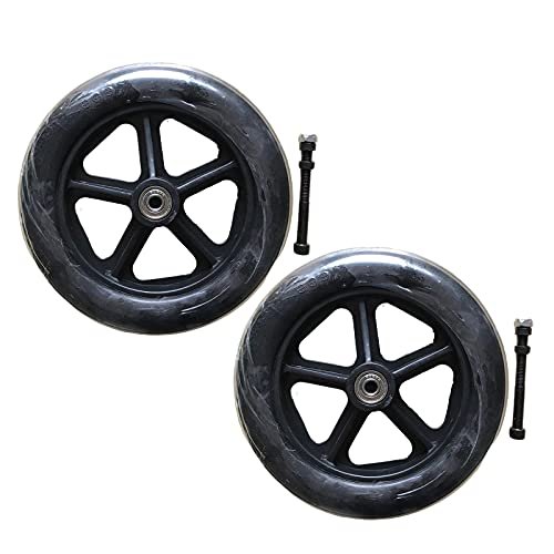 8-Inch Wheelchair Front Wheels, Gray/Black Polyurethane Replacement Wheels, 5/16-Inch Bearing, 1 Pair