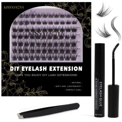 KISSXIAOYA DIY Cluster Lash Extension Kit, Mixed 9–15 mm, W-7