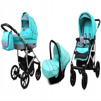 BabyLux Largo 3-in-1 Travel System with Carrycot, Stroller Seat, Infant Car Seat and Accessories