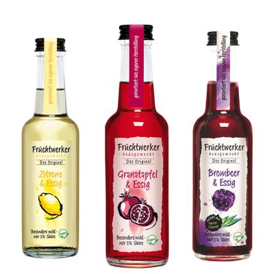 Fruchtwerker Fruit Vinegar Set: Pomegranate, Lemon & Blackberry