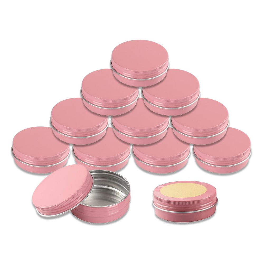 BPZXL 12-Pack 60 mL Pink Aluminum Tins with Screw Lids
