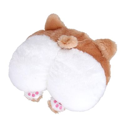 Toyvian Corgi Headrest Pillow, Plush and PP Cotton, White