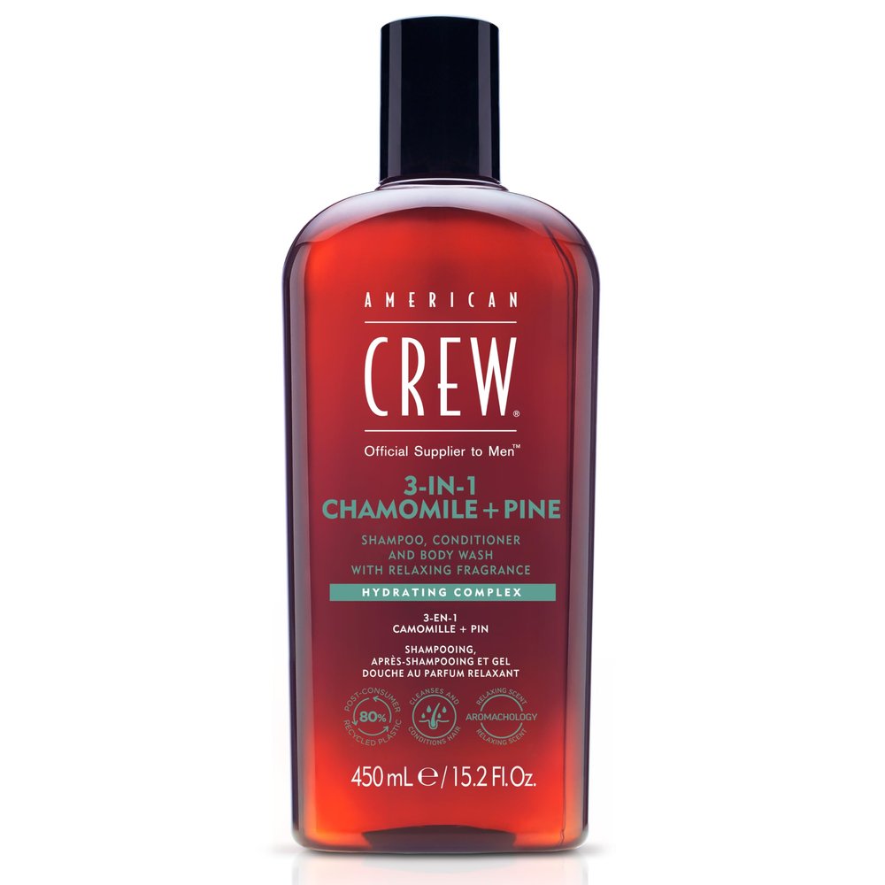 AMERICAN CREW 3-in-1 Chamomile & Pine Shampoo, Conditioner & Body Wash, 450 ml