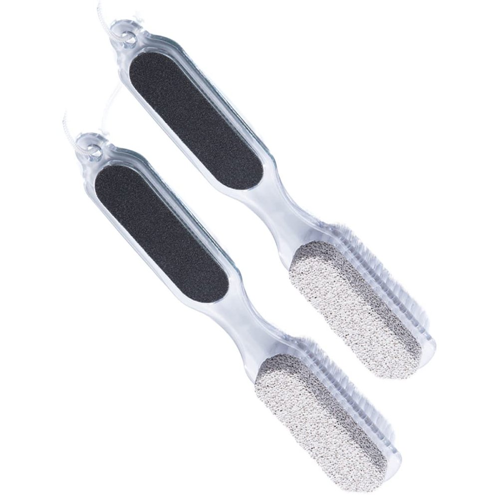 2-Pack 4-in-1 Pedicure Files with Pumice Stone and Nail Brush