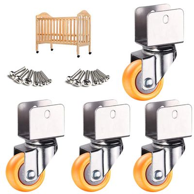 1.5-Inch 360° Swivel Casters with U-Brackets, 4-Pack, Yellow