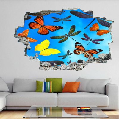 3D Butterfly & Dragonfly Wall Decal, 75 x 50 cm