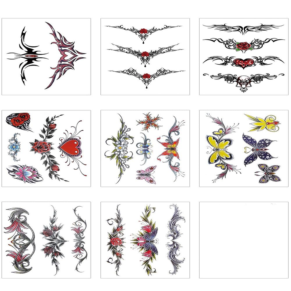 Temporary Tattoos for Women, Waterproof Scar-Covering Tattoos, Sexy Flower Belly and Waist Stickers