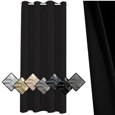 Privacy Blackout Curtain 280 x 120 cm, Black, 1 Piece (H x W)