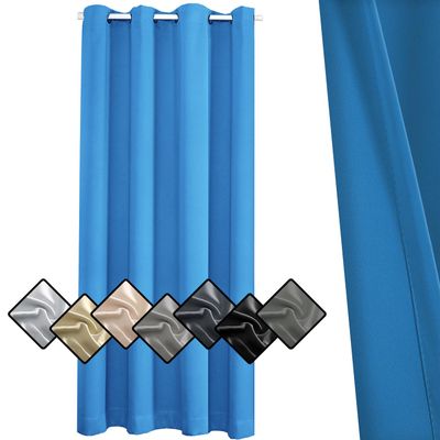 Privacy Blackout Curtain for Door, 262 x 140 cm, Opaque, Blue, 1 Piece (H x W)