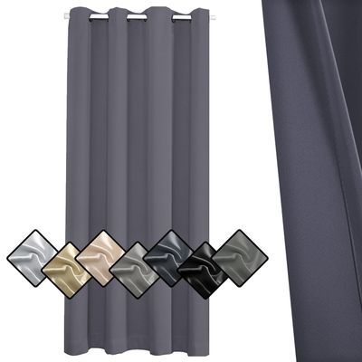 Privacy Curtain Panel 160 x 140 cm, Insulating, Dark Gray, 1 Piece (H x W)