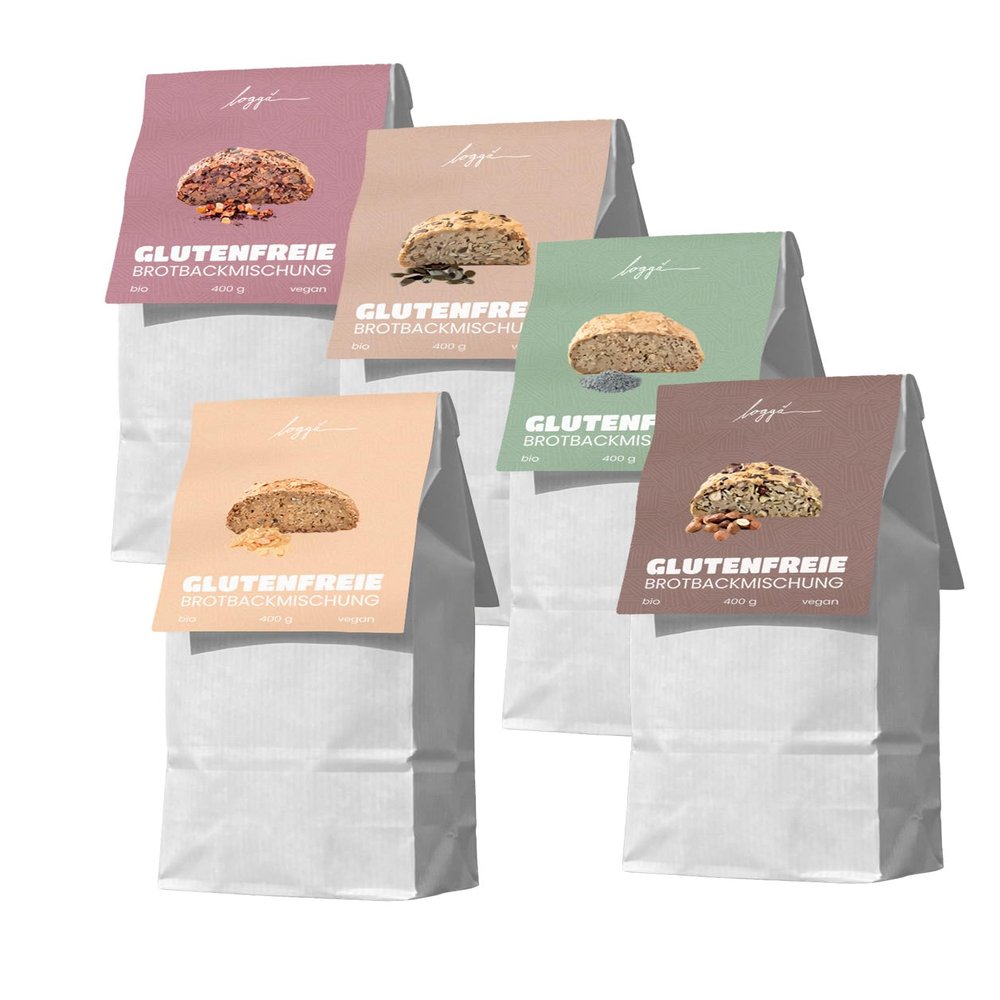 Logg Gluten-Free Bread, 5-Pack Sampler (5 x 400 g), Organic Vegan Keto Bread Mix