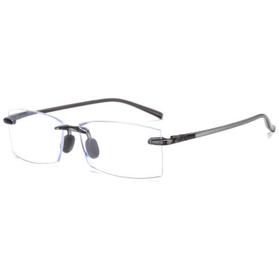 Lanomi Rimless Men's Rectangular Blue-Light-Filtering Reading Glasses, Gray, +3.0
