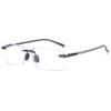Lanomi Rimless Men's Rectangular Blue-Light-Filtering Reading Glasses, Gray, +3.0 view 1
