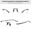 Lanomi Rimless Men's Rectangular Reading Glasses with Blue-Light Filter, Spring Hinges, Floral Pattern +1.0 view 3