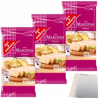 Gut&Gnstig Marzipan Paste for Baking and Snacking, 3-Pack (3 x 200 g) + usy Block