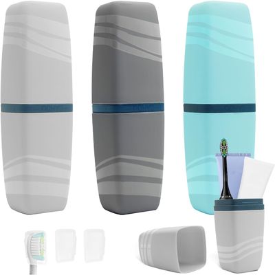 Pumuky 3-Piece Toothbrush Case and Travel Rinse Cup Set