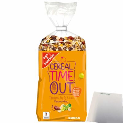 Gut & Günstig Fruit Muesli with 32% Fruit Content and Whole-Grain Flakes + usy Block