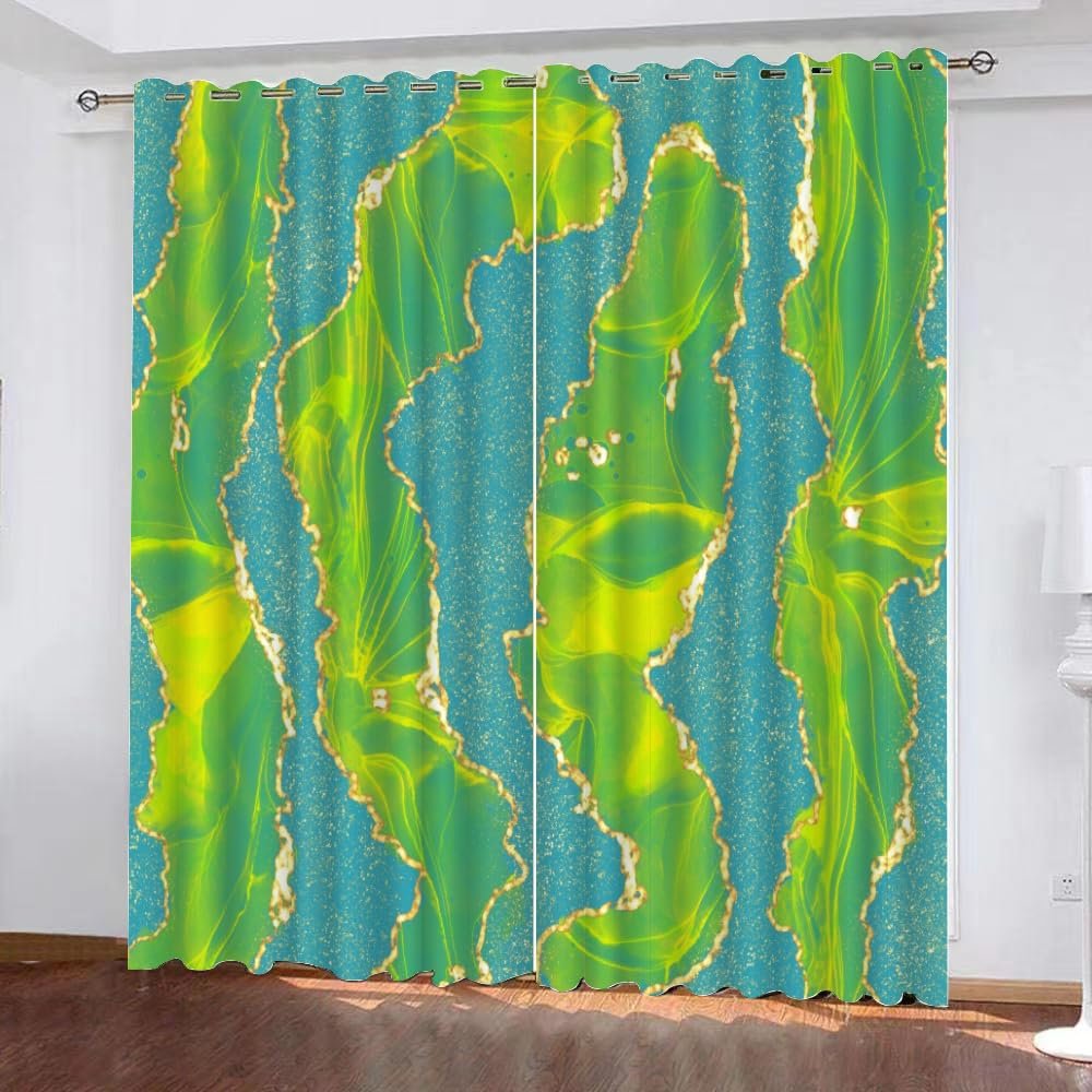 GIOVIA 3D Marble Blackout Curtains, Abstract Marble, 2-Piece Set, 59 x 65 in