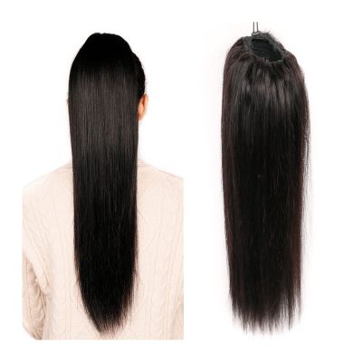 Clip-In Ponytail Hair Extension, Natural Black Straight Remy Human Hair