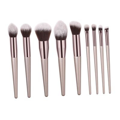 T-09-007 Makeup Brush Set, Wooden Handle, Nylon Bristles, 9-Piece