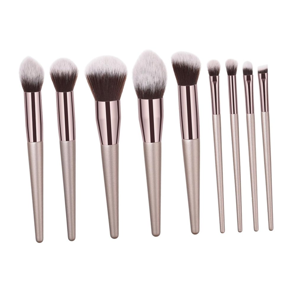 T-09-007 Makeup Brush Set, Wooden Handle, Nylon Bristles, 9-Piece