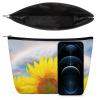 Sunflower Field Rainbow PU Leather Makeup Bag view 3