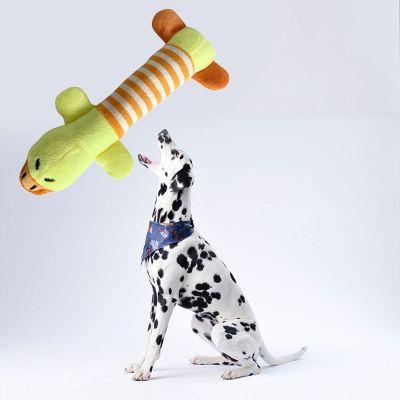 Dog Plush Toy - Striped Chewable Duck